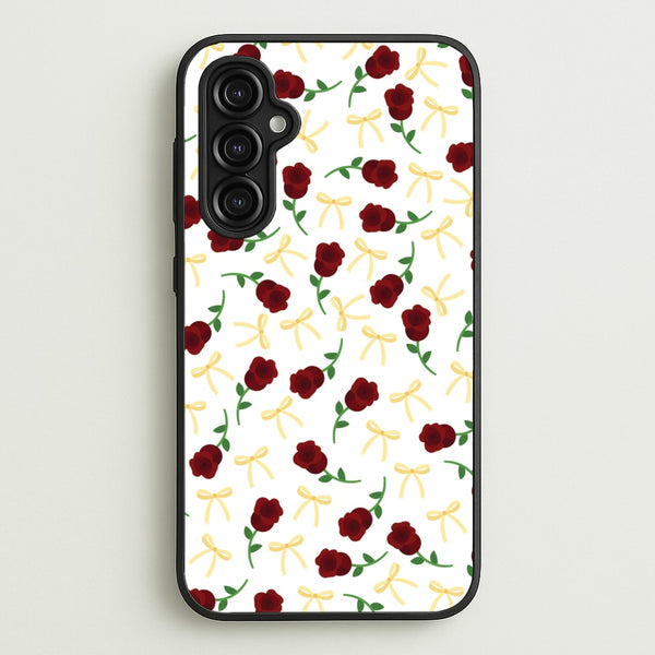Roses And Bows Pattern  - Clean Girl Aesthetic Phone Case for Galaxy A14