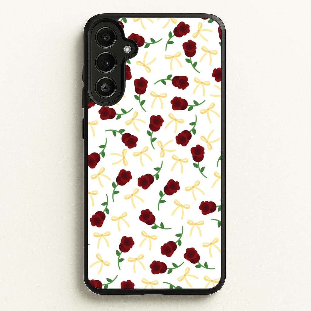 Roses And Bows Pattern  - Clean Girl Aesthetic Phone Case for Galaxy A36