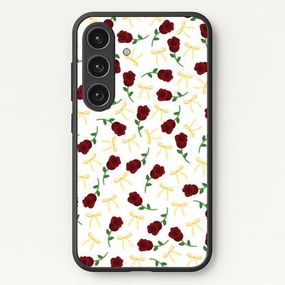 Roses And Bows Pattern  - Clean Girl Aesthetic Phone Case for Galaxy S24FE
