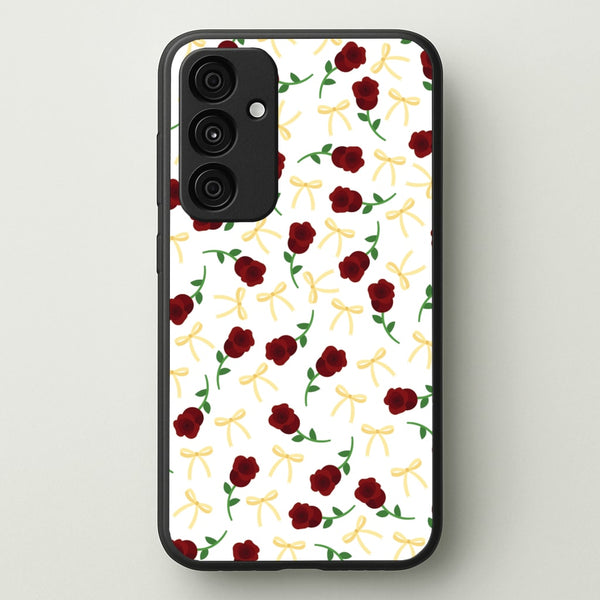 Roses And Bows Pattern  - Clean Girl Aesthetic Phone Case for Galaxy A55
