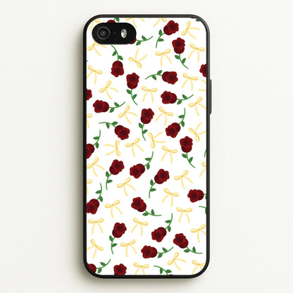 Roses And Bows Pattern  - Clean Girl Aesthetic Phone Case for iPhone 5 / 5s / SE 2016