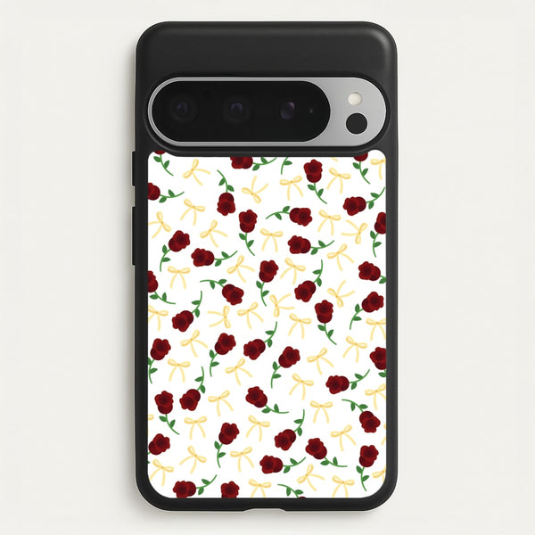Roses And Bows Pattern  - Clean Girl Aesthetic Phone Case for Google Pixel 9 Pro XL