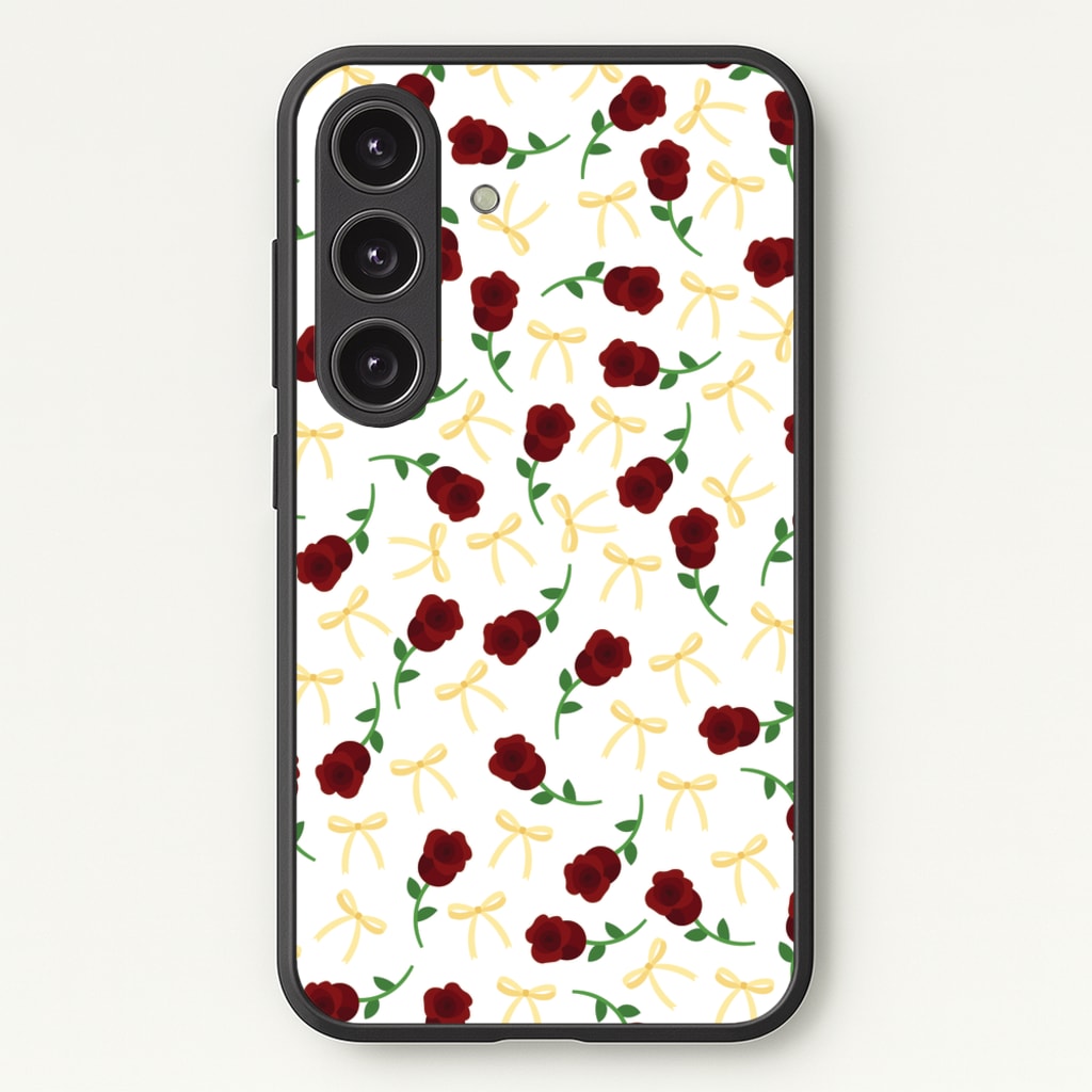 Roses And Bows Pattern  - Clean Girl Aesthetic Phone Case for Galaxy S25
