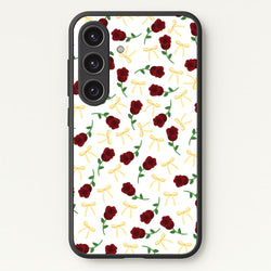 Roses And Bows Pattern  - Clean Girl Aesthetic Phone Case for Galaxy S25
