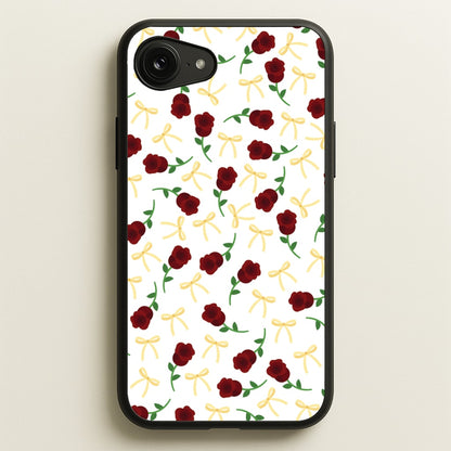 Roses And Bows Pattern  - Clean Girl Aesthetic Phone Case for iPhone 16e
