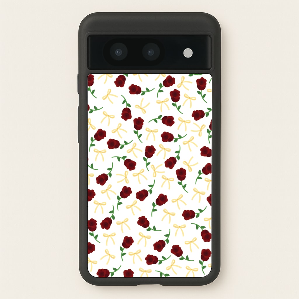 Roses And Bows Pattern  - Clean Girl Aesthetic Phone Case for Google Pixel 8a