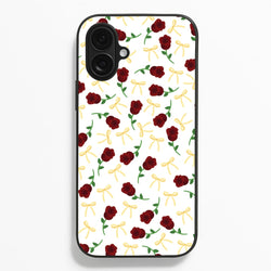 Roses And Bows Pattern  - Clean Girl Aesthetic Phone Case for iPhone 16 Plus