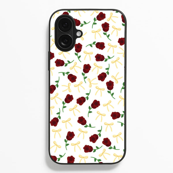Roses And Bows Pattern  - Clean Girl Aesthetic Phone Case for iPhone 16 Plus