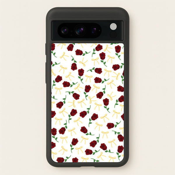 Roses And Bows Pattern  - Clean Girl Aesthetic Phone Case for Google Pixel 8 Pro
