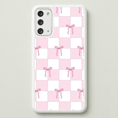 Checkered Pink Coquette Bows   - Clean Girl Aesthetic Phone Case for Galaxy Note 20