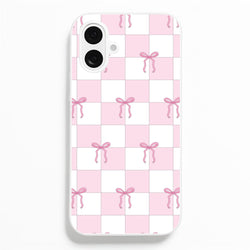 Checkered Pink Coquette Bows Phone Case
