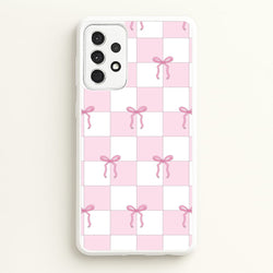 Checkered Pink Coquette Bows   - Clean Girl Aesthetic Phone Case for Galaxy A52 / A52s