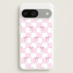 Checkered Pink Coquette Bows   - Clean Girl Aesthetic Phone Case for Google Pixel 9 / 9 Pro