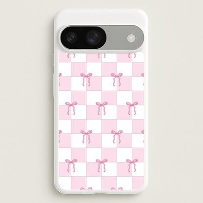 Checkered Pink Coquette Bows   - Clean Girl Aesthetic Phone Case for Google Pixel 9 / 9 Pro
