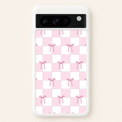 Checkered Pink Coquette Bows   - Clean Girl Aesthetic Phone Case for Google Pixel 8 Pro