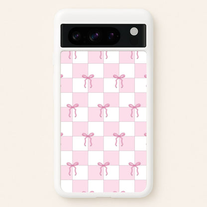 Checkered Pink Coquette Bows   - Clean Girl Aesthetic Phone Case for Google Pixel 8 Pro