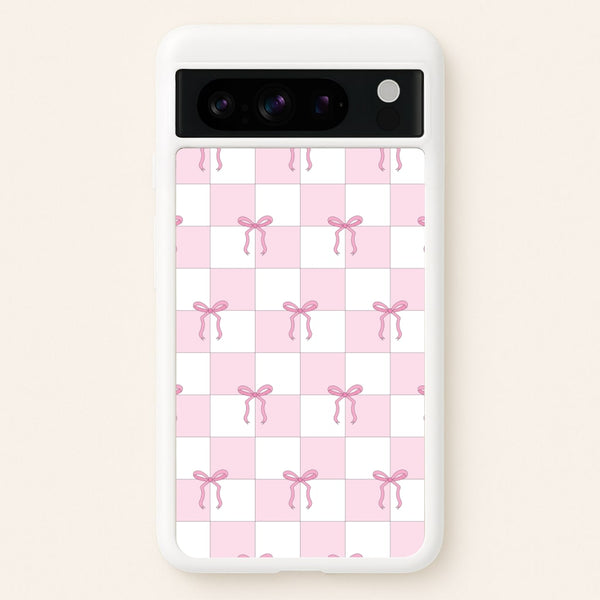 Checkered Pink Coquette Bows   - Clean Girl Aesthetic Phone Case for Google Pixel 8 Pro