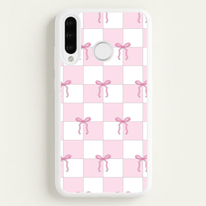 Checkered Pink Coquette Bows   - Clean Girl Aesthetic Phone Case for Huawei P30 Pro