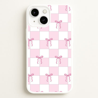 Checkered Pink Coquette Bows   - Clean Girl Aesthetic Phone Case for iPhone 13 Mini