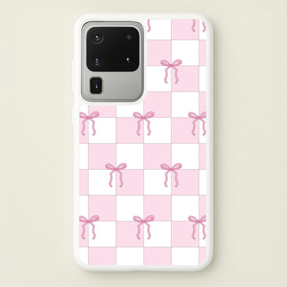 Checkered Pink Coquette Bows   - Clean Girl Aesthetic Phone Case for Galaxy S20 Ultra