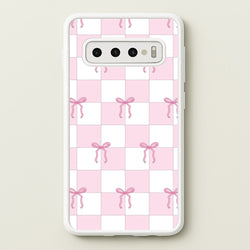 Checkered Pink Coquette Bows   - Clean Girl Aesthetic Phone Case for Galaxy S10 Plus