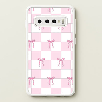 Checkered Pink Coquette Bows   - Clean Girl Aesthetic Phone Case for Galaxy S10 Plus