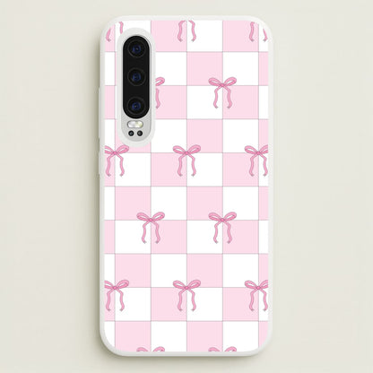 Checkered Pink Coquette Bows   - Clean Girl Aesthetic Phone Case for Huawei P30