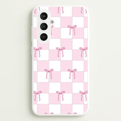 Checkered Pink Coquette Bows   - Clean Girl Aesthetic Phone Case for Galaxy S23FE
