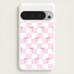 Checkered Pink Coquette Bows   - Clean Girl Aesthetic Phone Case for Google Pixel 9 Pro XL