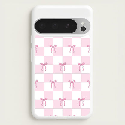 Checkered Pink Coquette Bows   - Clean Girl Aesthetic Phone Case for Google Pixel 9 Pro XL