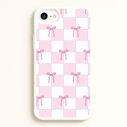 Checkered Pink Coquette Bows   - Clean Girl Aesthetic Phone Case for iPhone 6 / 7 / 8 / SE