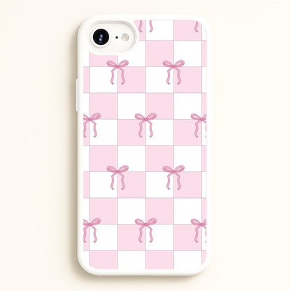 Checkered Pink Coquette Bows   - Clean Girl Aesthetic Phone Case for iPhone 6 / 7 / 8 / SE