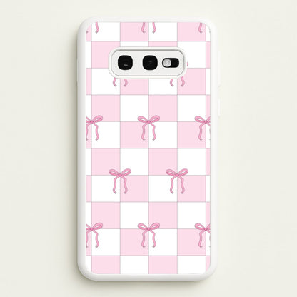 Checkered Pink Coquette Bows   - Clean Girl Aesthetic Phone Case for Galaxy S10e