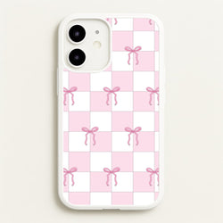 Checkered Pink Coquette Bows   - Clean Girl Aesthetic Phone Case for iPhone 12 Mini
