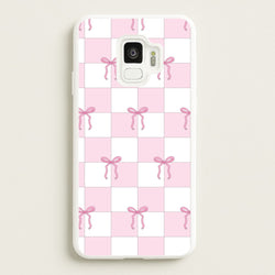 Checkered Pink Coquette Bows   - Clean Girl Aesthetic Phone Case for Galaxy S9