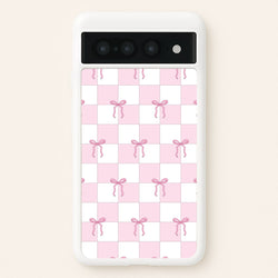 Checkered Pink Coquette Bows   - Clean Girl Aesthetic Phone Case for Google Pixel 7 Pro