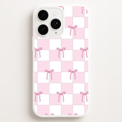 Checkered Pink Coquette Bows   - Clean Girl Aesthetic Phone Case for iPhone 11 Pro Max