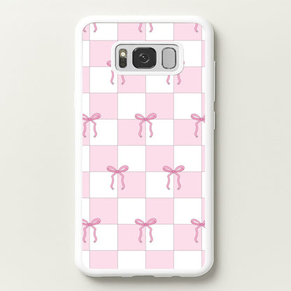 Checkered Pink Coquette Bows   - Clean Girl Aesthetic Phone Case for Galaxy S8
