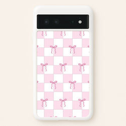 Checkered Pink Coquette Bows   - Clean Girl Aesthetic Phone Case for Google Pixel 6