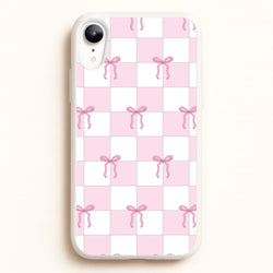 Checkered Pink Coquette Bows   - Clean Girl Aesthetic Phone Case for iPhone XR
