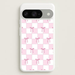 Checkered Pink Coquette Bows Phone Case for Google Pixel 10 / 10 Pro