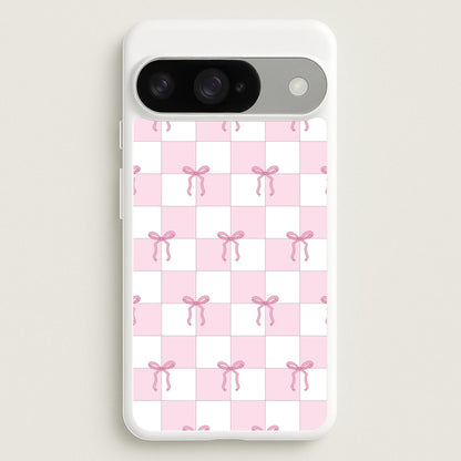 Checkered Pink Coquette Bows Phone Case for Google Pixel 10 / 10 Pro