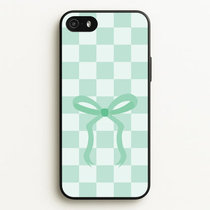 Checkered Coquette Bow Cyan  - Clean Girl Aesthetic Phone Case for iPhone 5 / 5s / SE 2016
