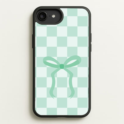 Checkered Coquette Bow Cyan  - Clean Girl Aesthetic Phone Case for iPhone 6 Plus / 7 Plus / 8 Plus