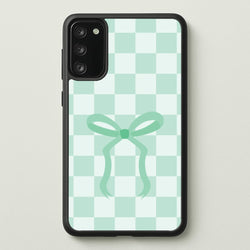 Checkered Coquette Bow Cyan  - Clean Girl Aesthetic Phone Case for Galaxy A41