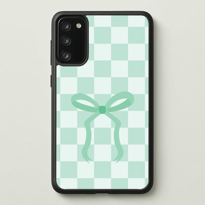 Checkered Coquette Bow Cyan  - Clean Girl Aesthetic Phone Case for Galaxy S20