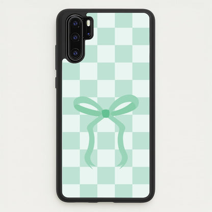 Checkered Coquette Bow Cyan  - Clean Girl Aesthetic Phone Case for Huawei P30 Pro