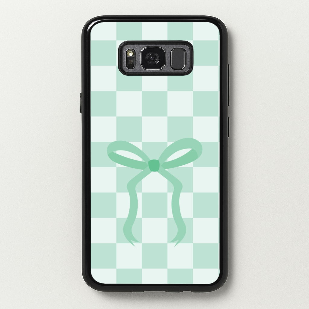Checkered Coquette Bow Cyan  - Clean Girl Aesthetic Phone Case for Galaxy S8 Plus