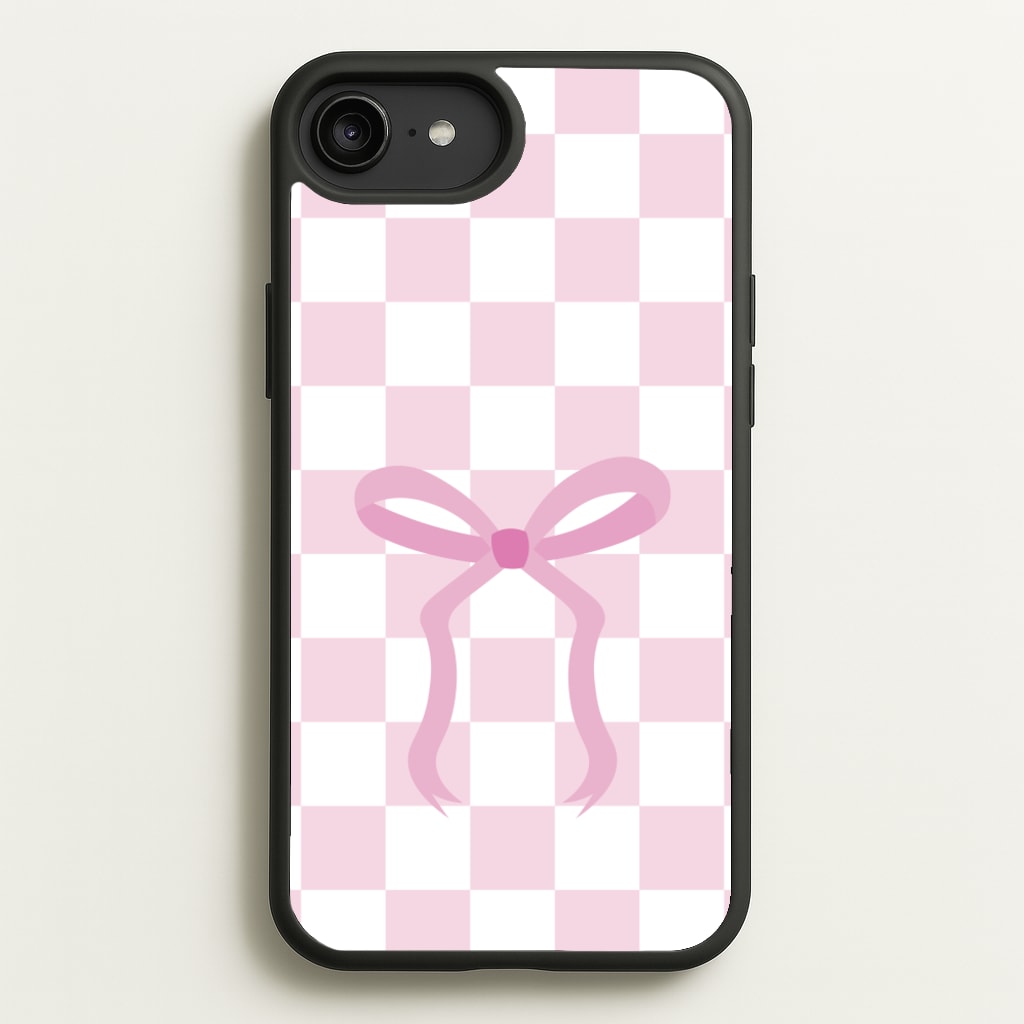 Checkered Coquette Bow Pink  - Clean Girl Aesthetic Phone Case for iPhone 6 Plus / 7 Plus / 8 Plus