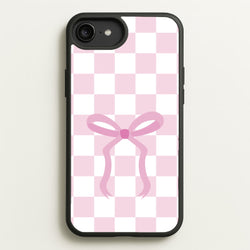 Checkered Coquette Bow Pink  - Clean Girl Aesthetic Phone Case for iPhone 6 Plus / 7 Plus / 8 Plus